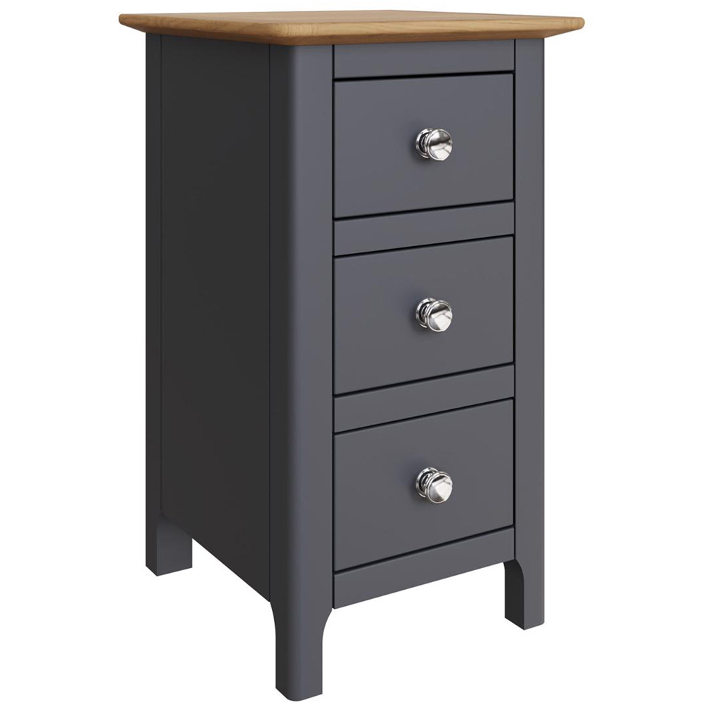 FWStyle Taberno Slim 3 Drawer Blue Oak Assembled Bedside Table Image 2