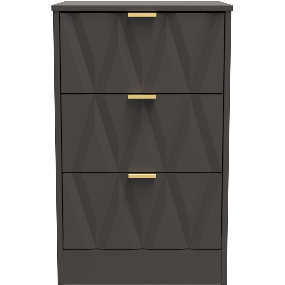 Crowndale Las Vegas 3 Drawer Graphite Bedside Table Ready Assembled Image 3