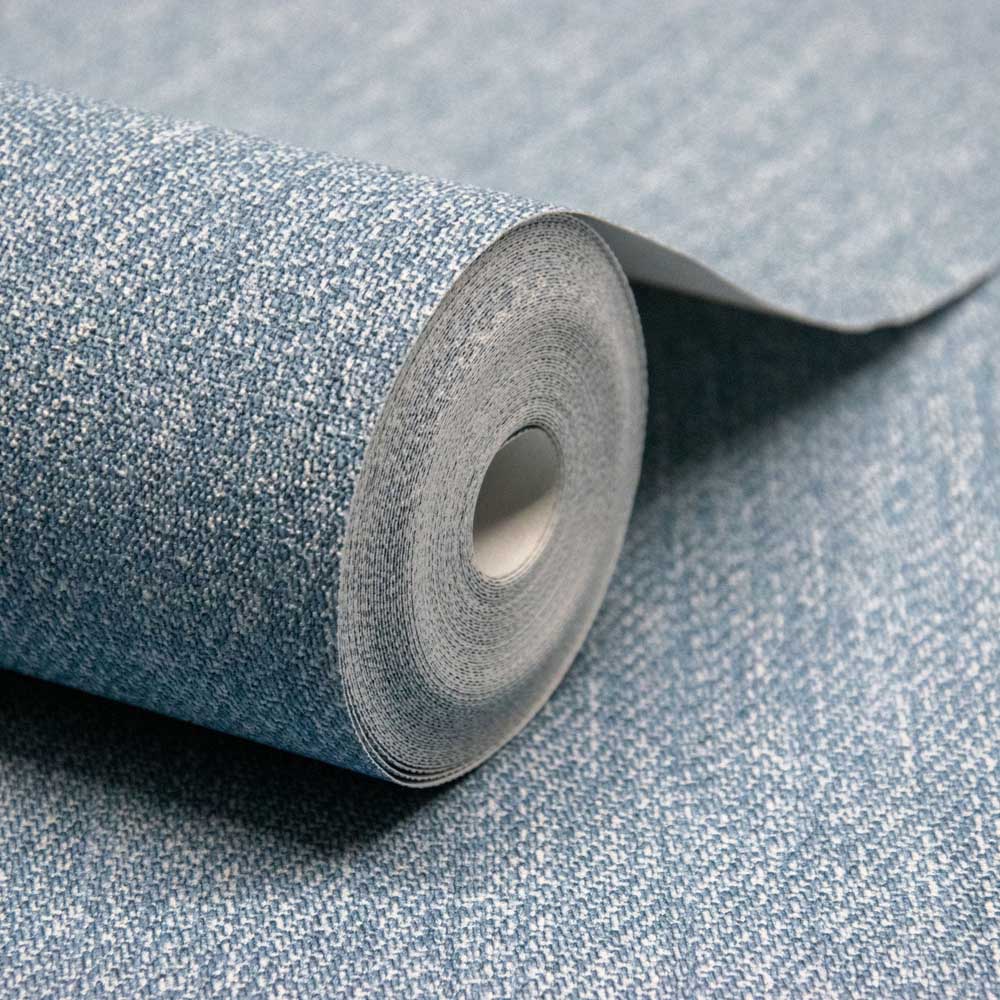 Grandeco Denim Jeans Marl Fabric Washed Blue Textured Wallpaper Image 2