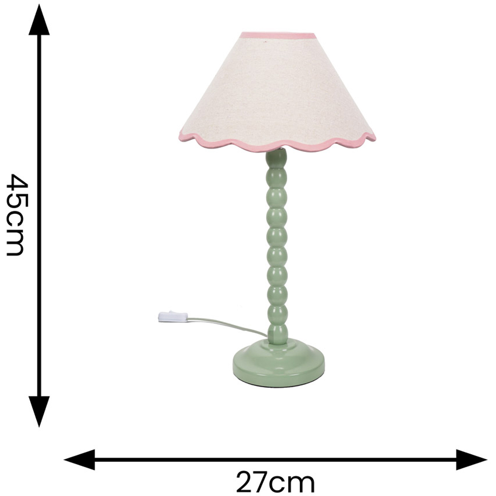 ValueLights Bobbins Natural and Pink Scallop Shade Sage Green LED Table Lamp Image 6