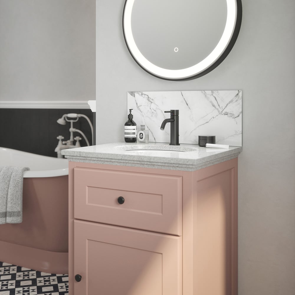 Splashback Carrara Marble Toughened Glass Self Adhesive Bathroom Splashback 250 x 600mm Image 2