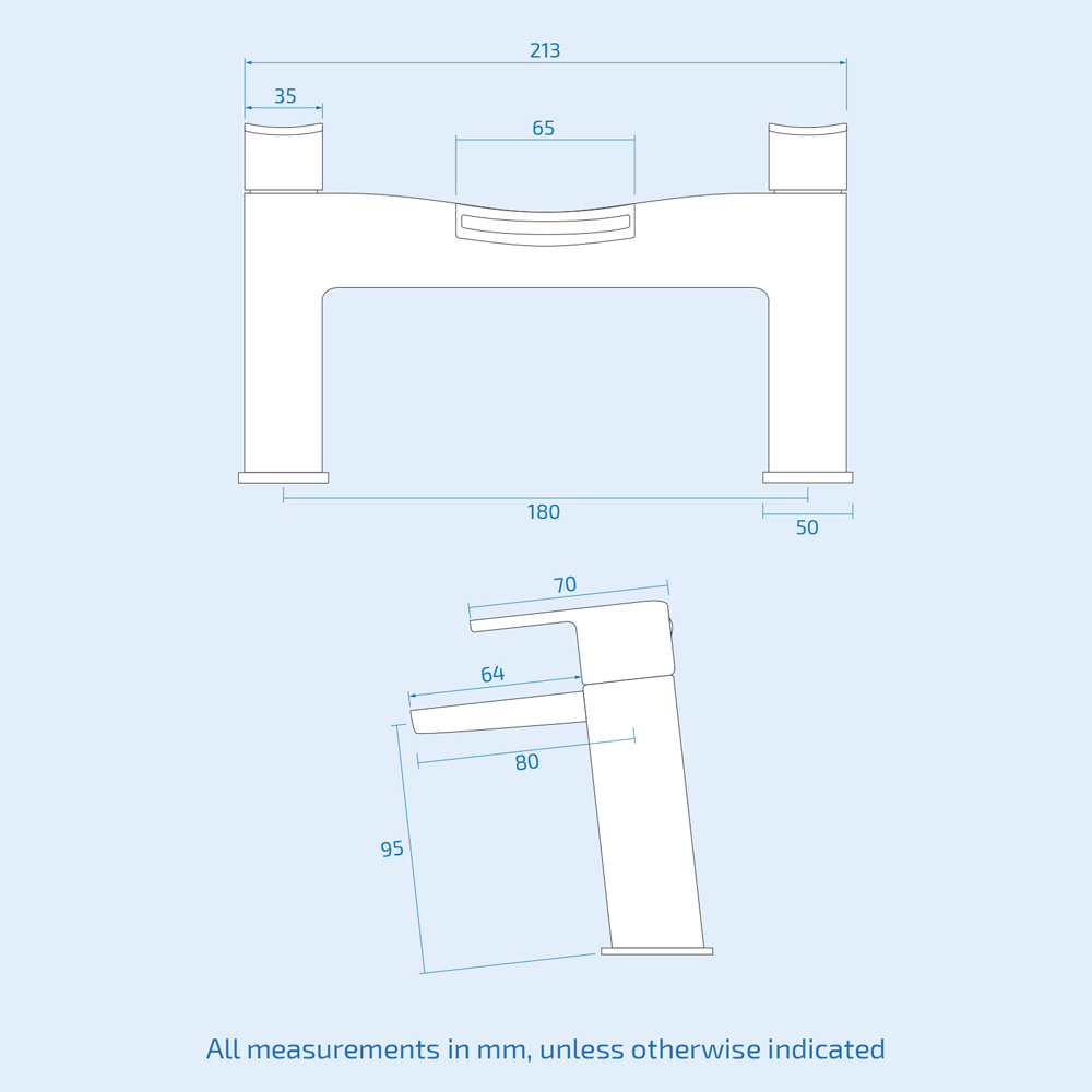 Nes Home Wilpa Chrome Basin Mixer Tap with Bath Filler Tap with Waste Image 3
