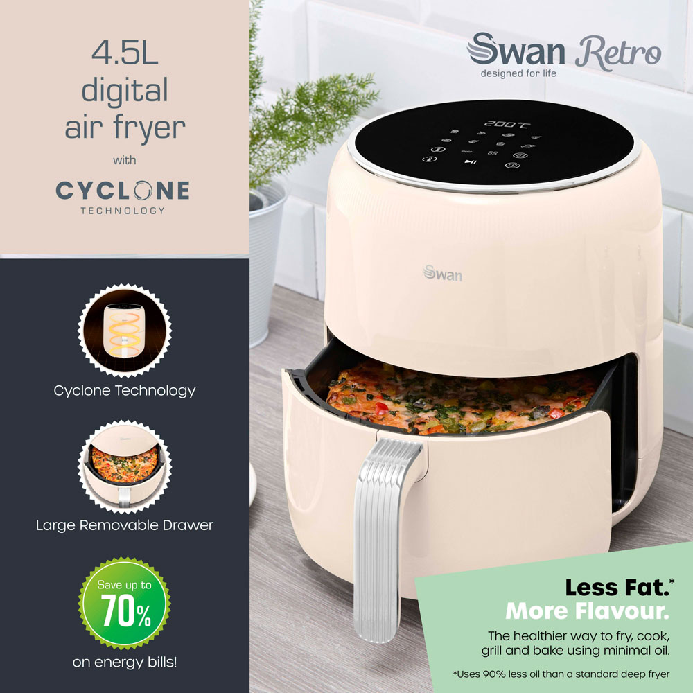 Swan Retro SD10513C Cream Digital Air Fryer 4.5L Image 2