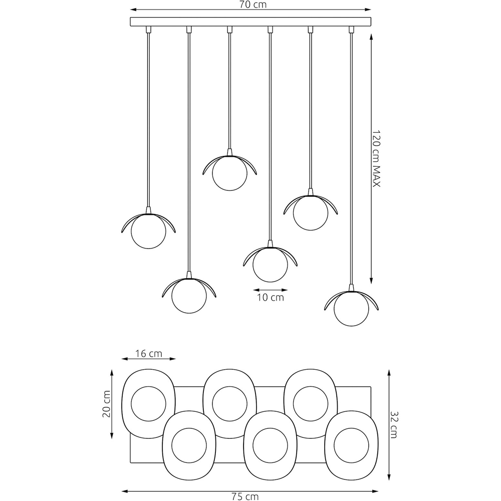 Emibig Ritual 6 Light White Shade Black Pendant Lamp Image 6