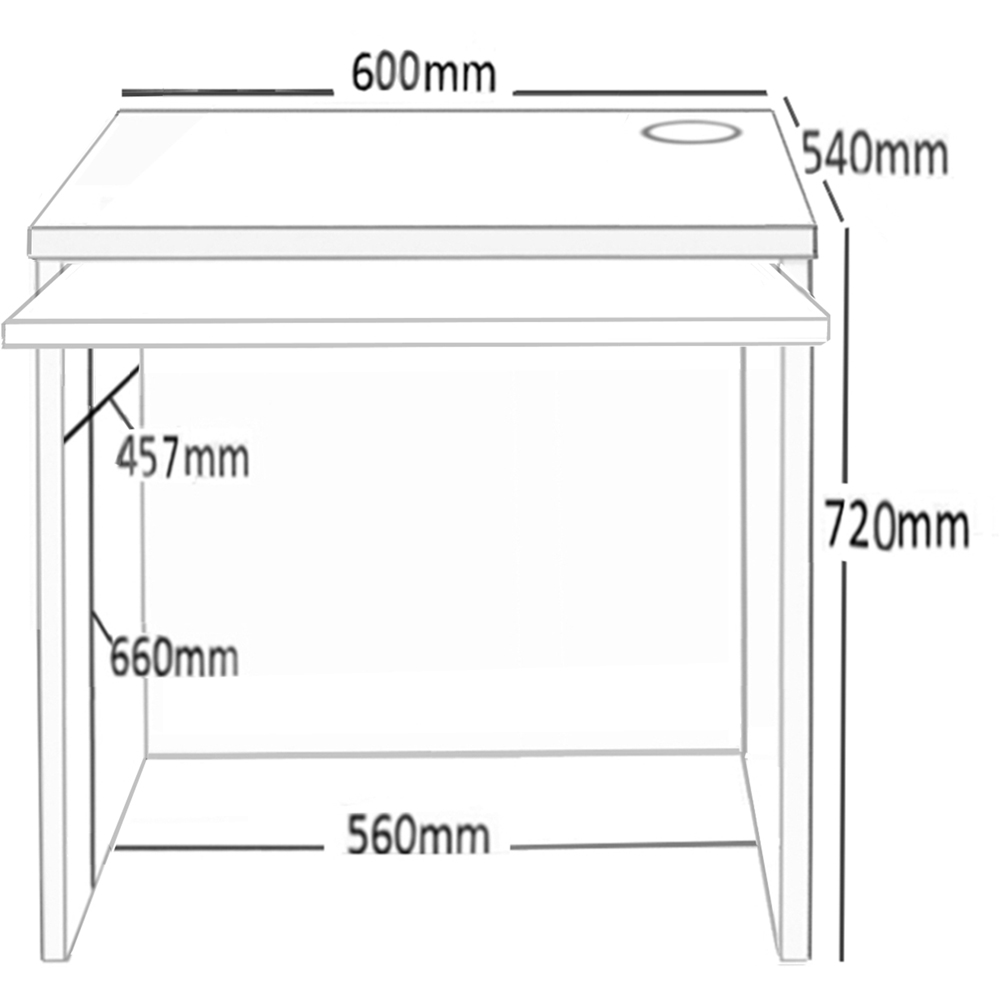 R White Cabinets Small Laptop Desk with Keyboard Tray Black Image 5
