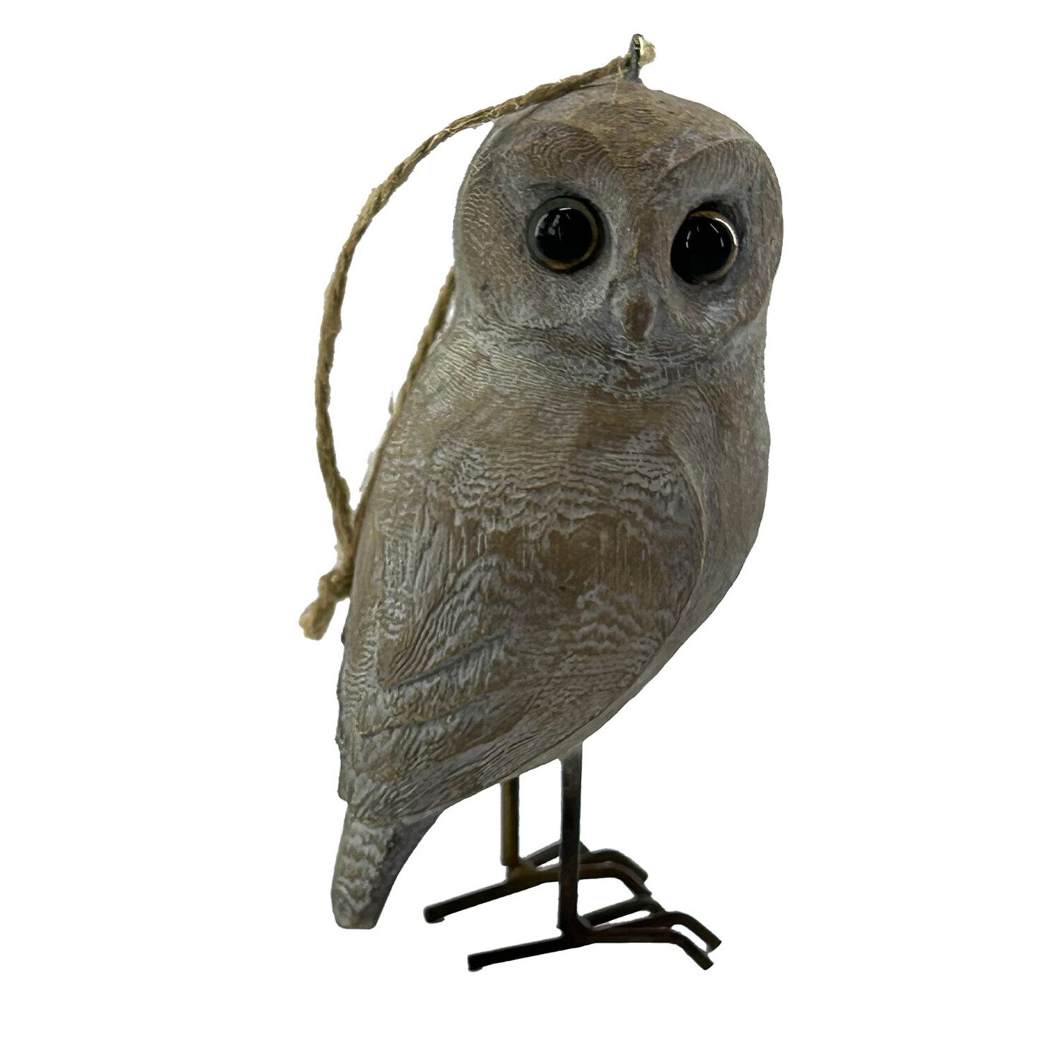 Wood Effect Carved Owl Standing Decoration Image 1