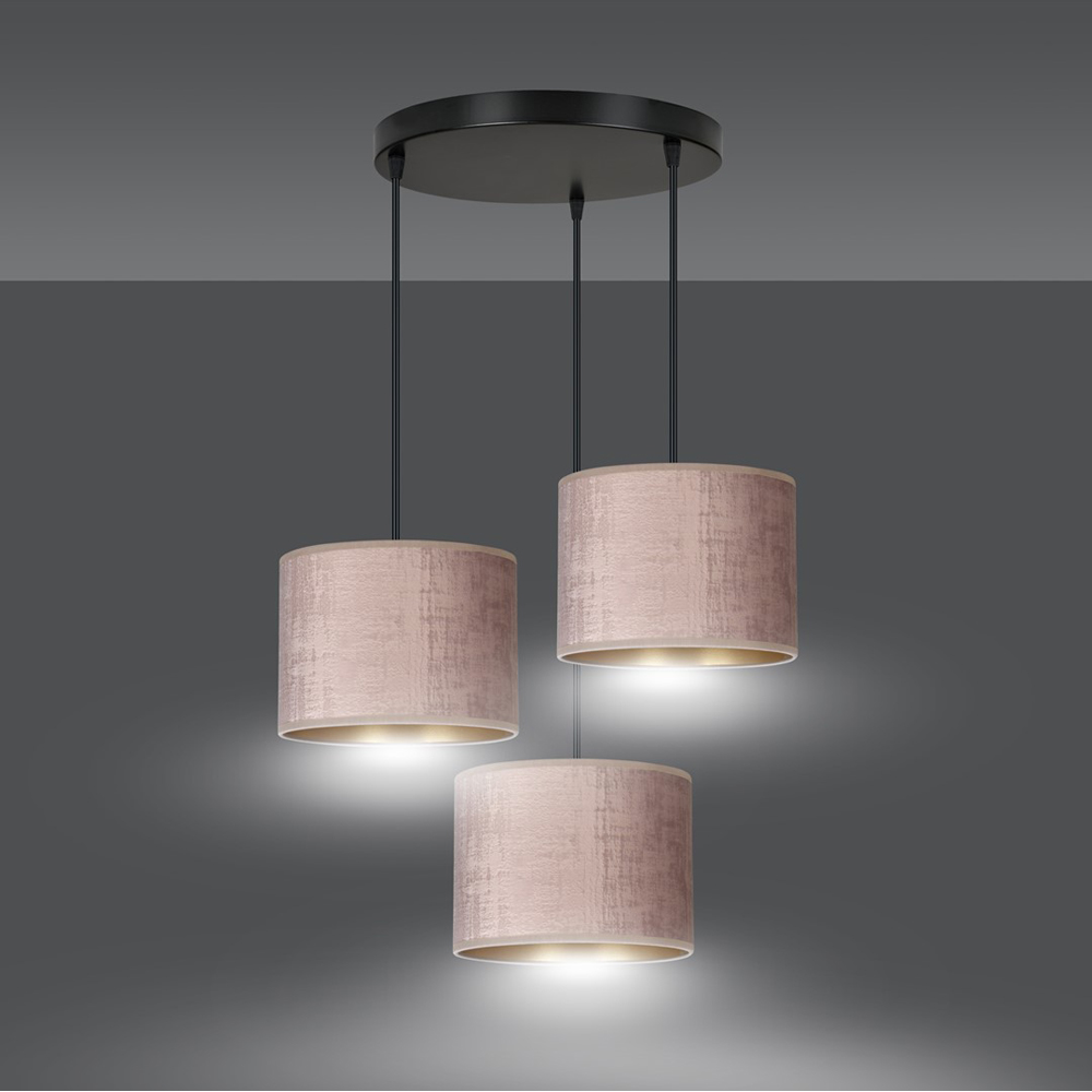 Emibig Hilde 3 Light Pink Shade Black E27 Ceiling Pendant Light Image 4