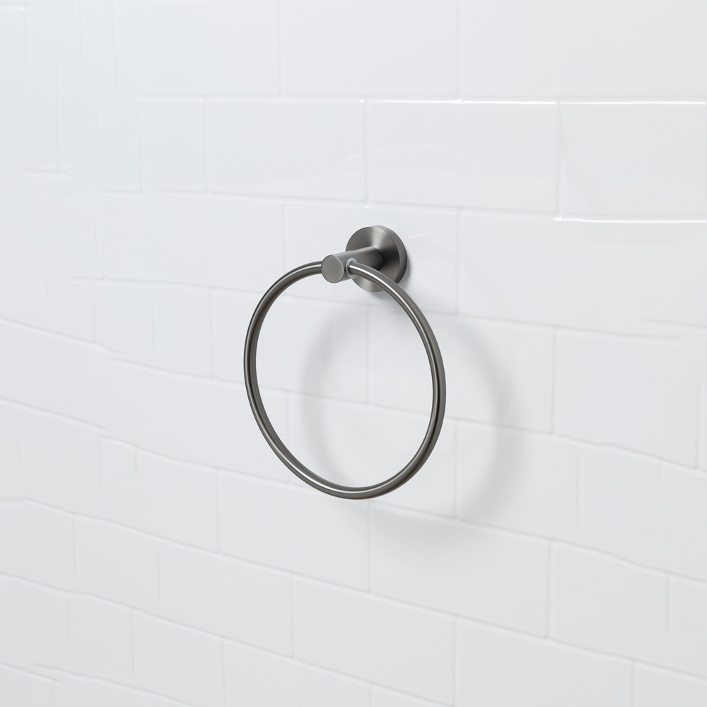 Bristan Solid Brass Gun Metal Grey Wall Mounted Round Towel Ring Image 2
