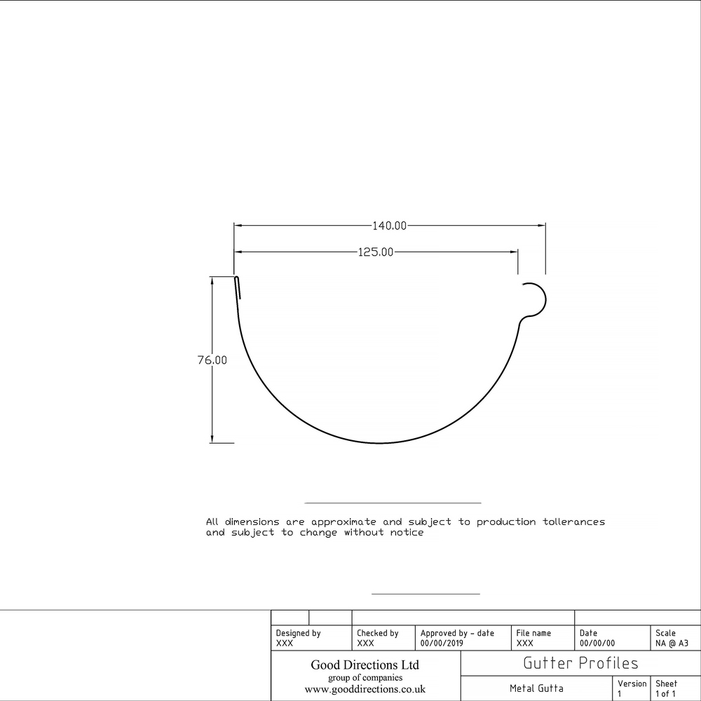 Metal Gutta Half Round Zinc Gutter 125 x 76mm 10 Pack Image 9