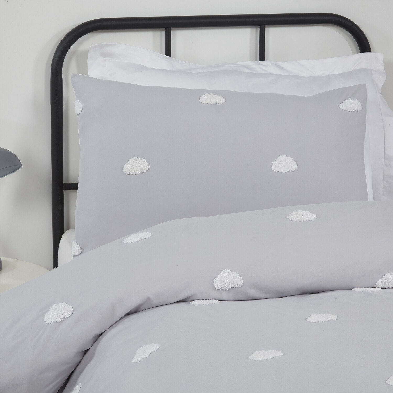 Tufted Clouds Duvet Cover and Pillowcase Set - Grey Image 2