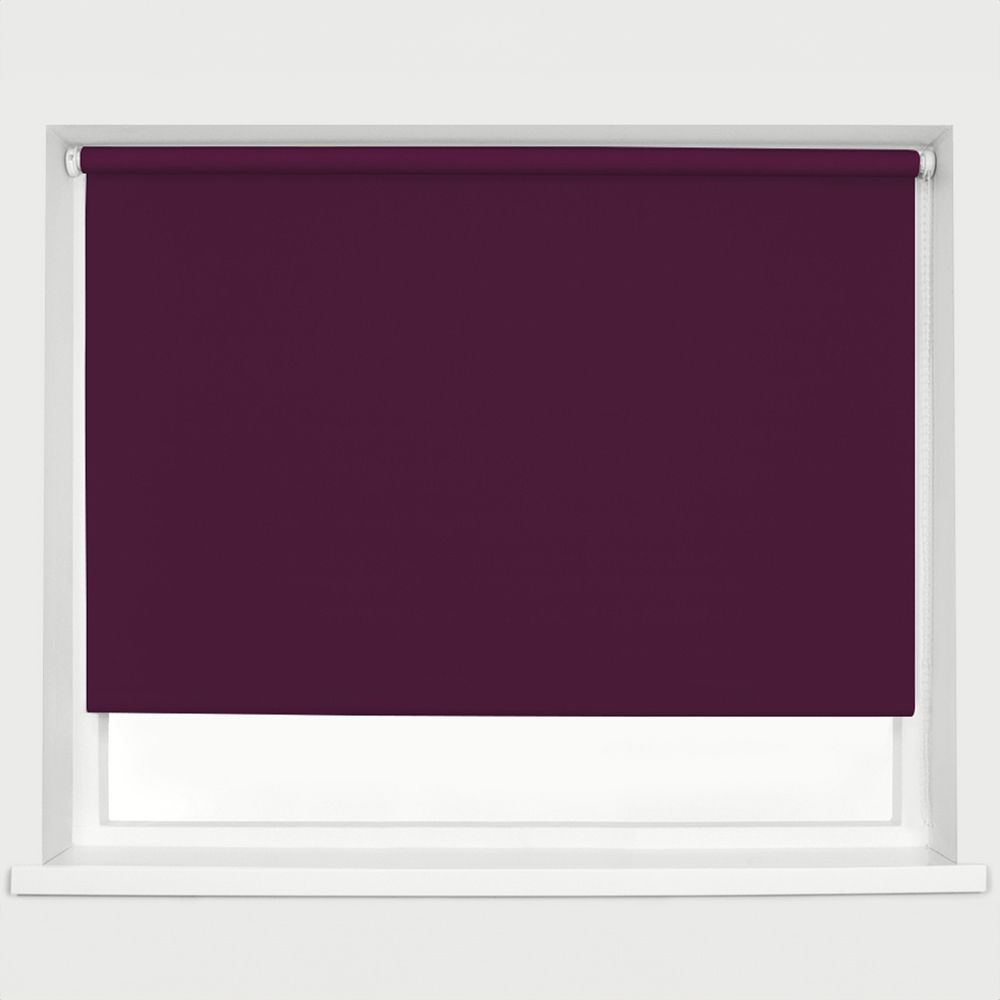 Caecus Blackout Roller Blinds Aubergine 120cm x 120cm Image 1