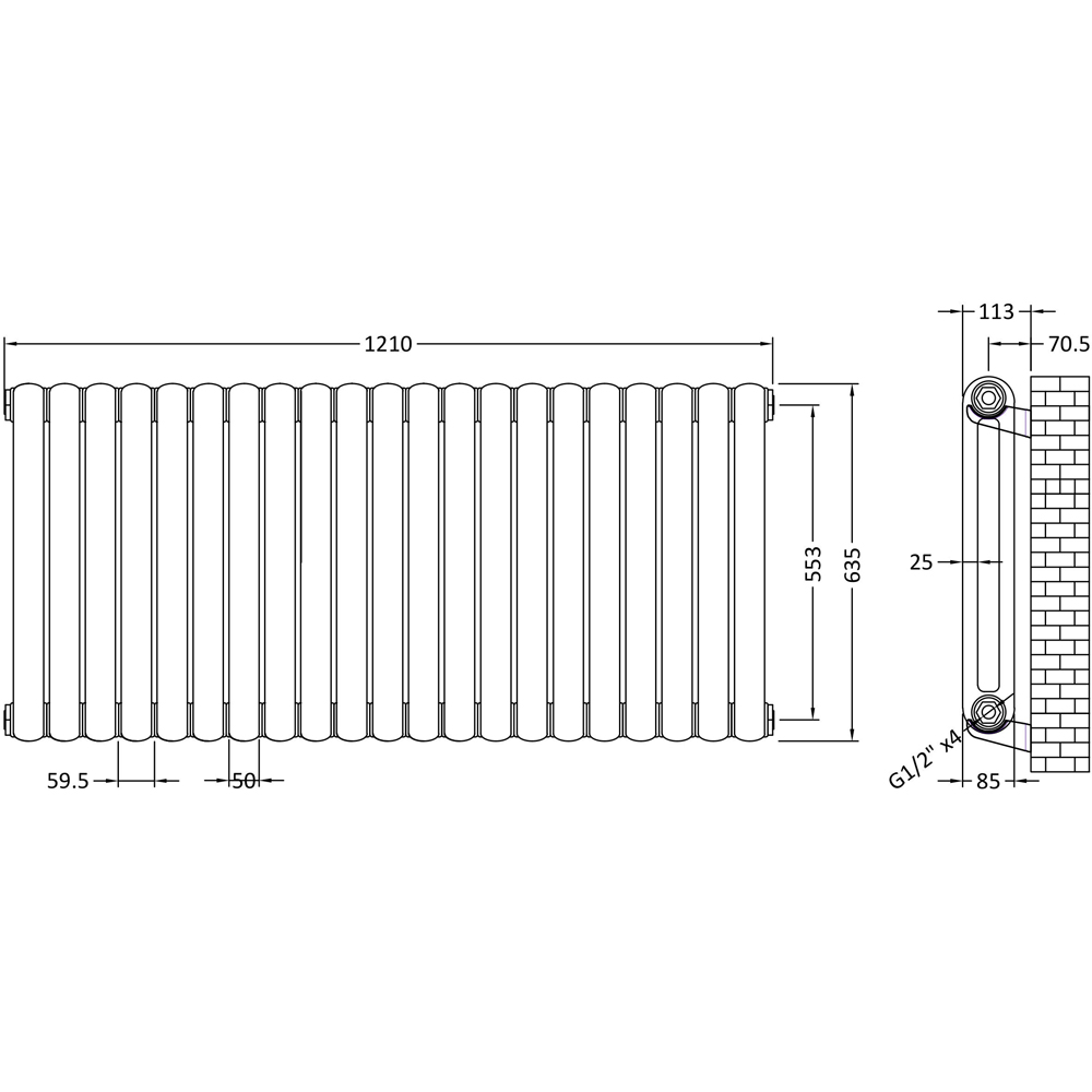 nuie Salvia Anthracite Radiator 1223 x 635mm Image 3