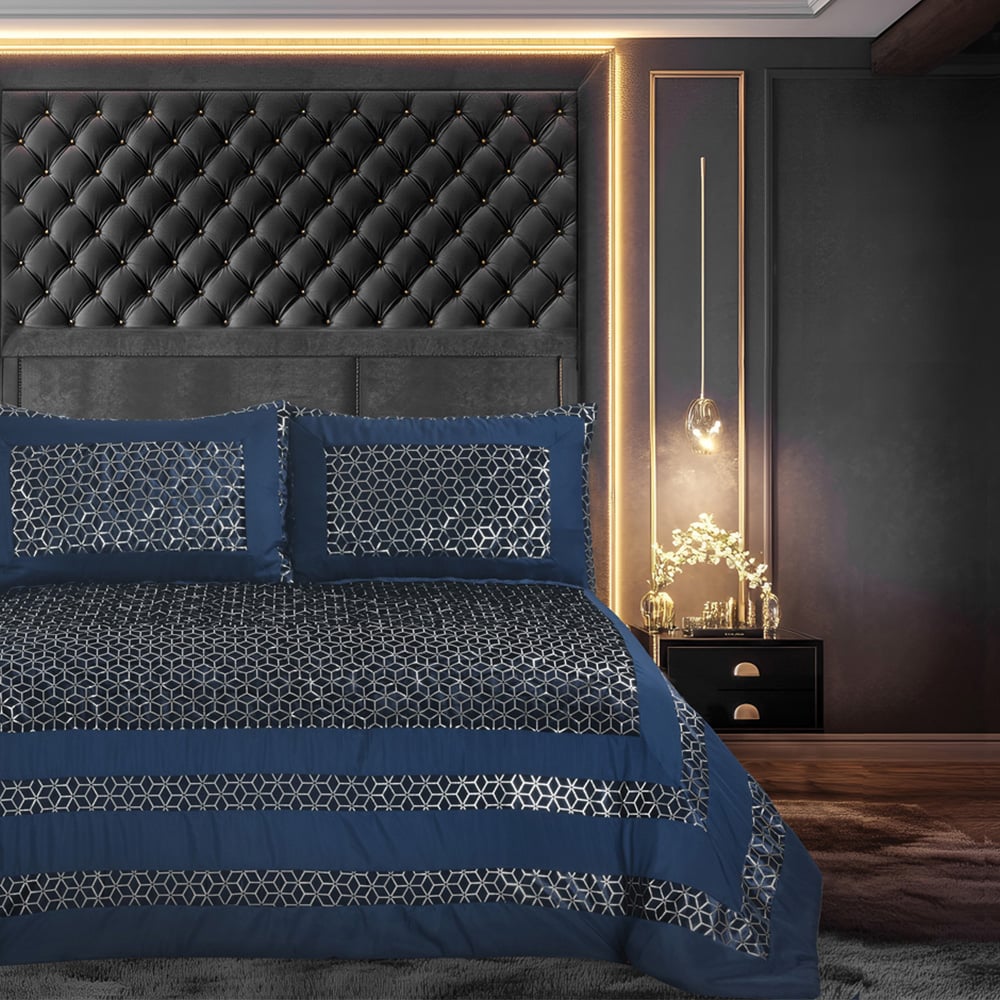 Velosso Sephora Navy Bedspread Set 235 x 235cm Image 2