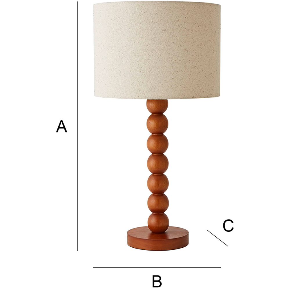 ValueLights Wyatt Natural Linen Drum Lamp Shade Walnut Wood Bobbin LED Table Lamp Image 8