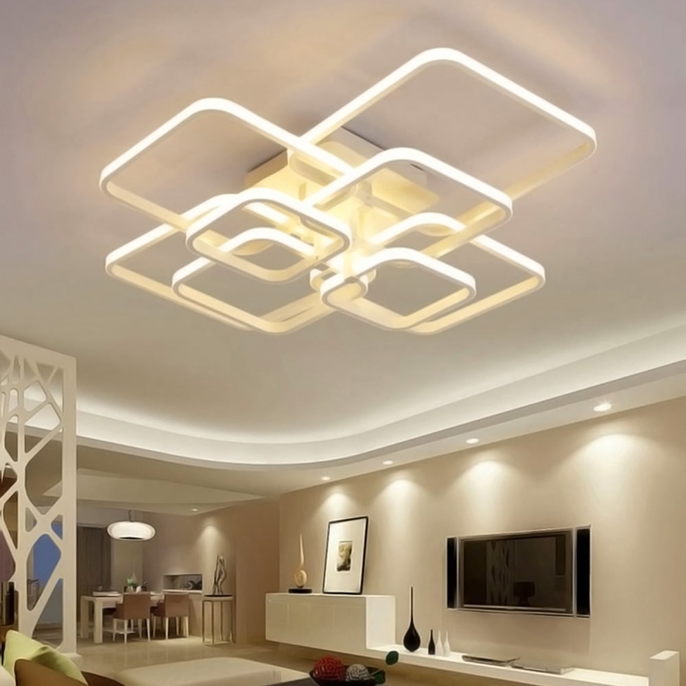 Living and Home White 8 Light Square LED Ceiling Light with Remote Image 5