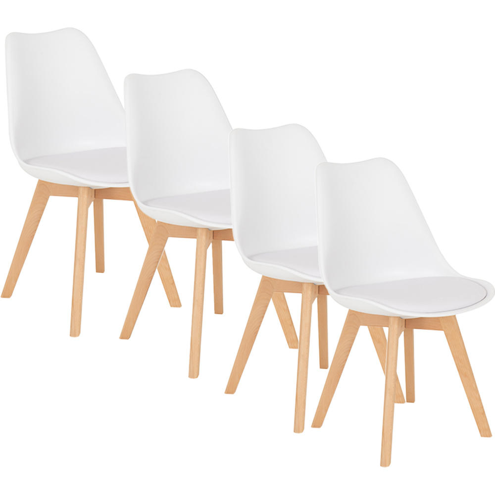 Seconique Bendal Set of 2 White Beech Faux Leather Dining Chair Image 2