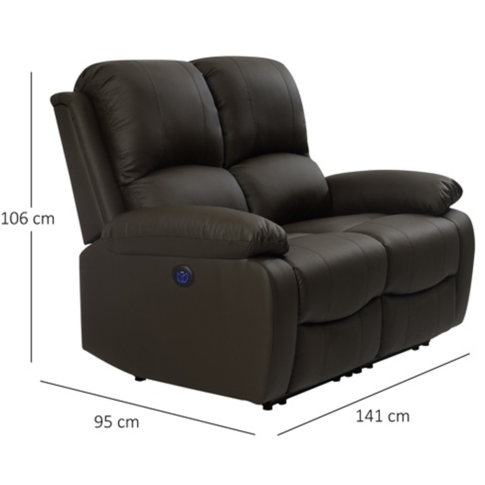 Comfy Living 5 Seater Brown PU Leather Electric Recliner Sofa Set Image 8