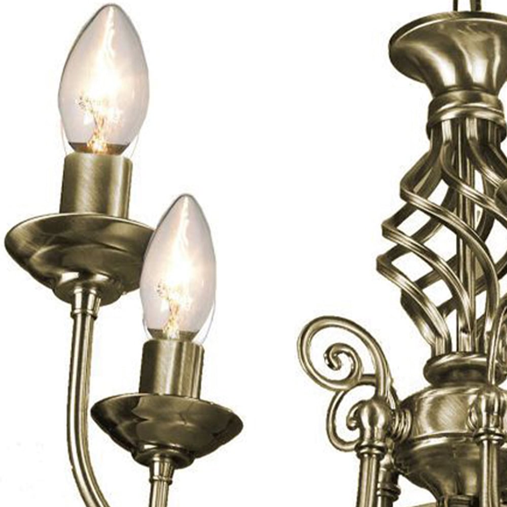 Happy Homewares 5 Light Antique Brass Classic Knot Twist Chandelier Ceiling Light Image 2