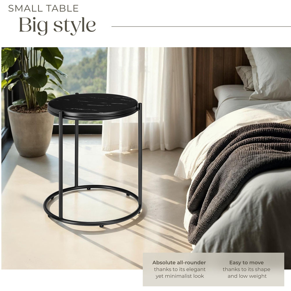 tectake Side Table Ellsa Black Marble Top Side Table Image 3