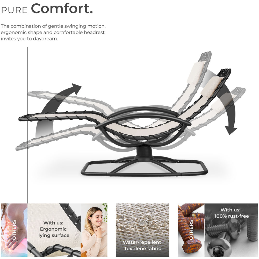 tectake Toulon Beige Ergonomic and Rocking Sun Lounger Image 3