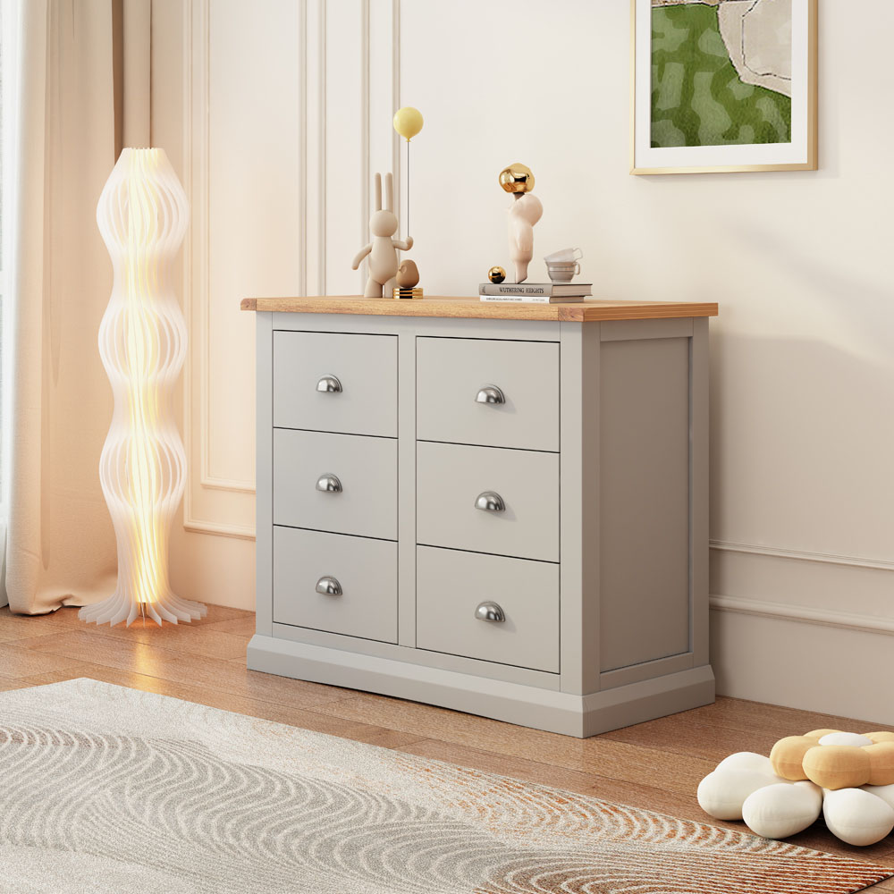 Cabinet Bits Loreo 6 Drawer Grey Chrome Cup Handle Chest of Drawers Image 5