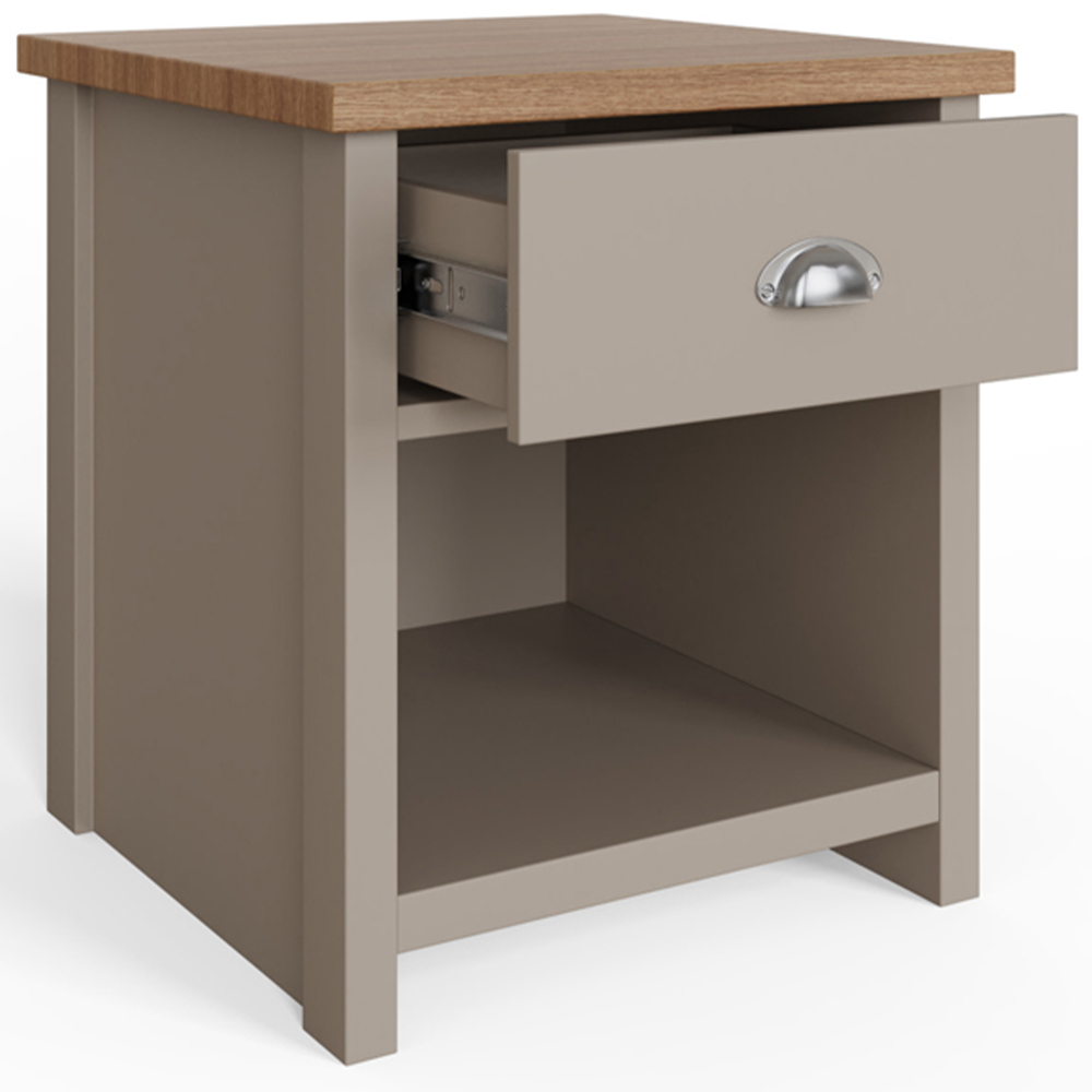 GFW Lancaster Single Drawer Single Shelf Grey Lamp Table Image 4