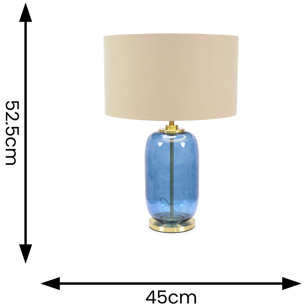 ValueLights Leigh Reni Beige Shade Navy Blue Glass LED Table Lamp Image 4