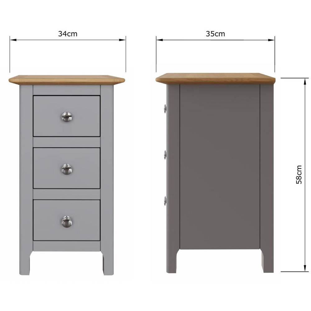 FWStyle Taberno Slim 3 Drawer Grey Oak Assembled Bedside Table Image 7