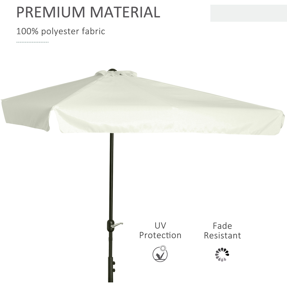 Outsunny Cream White Crank Handle Half Parasol 2.3m Image 6