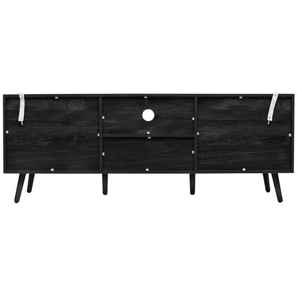 Birlea Noah 2 Door Single Drawer Black Rattan TV Unit Image 5