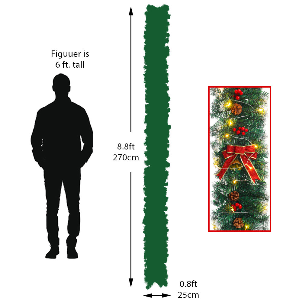 Living and Home Spruced Christmas Garland with Bowknots 270cm Image 8