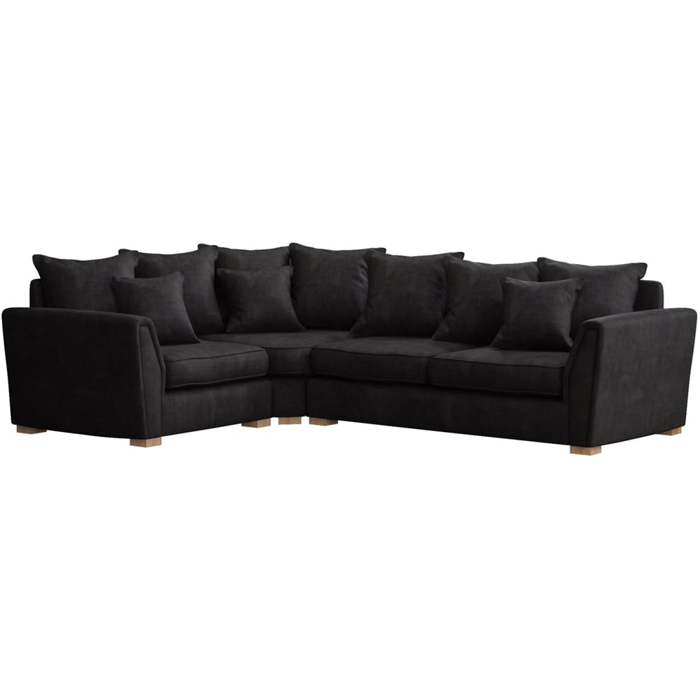 Wendleberry 3 Seater Ebony Plush Velvet Scatter Back Left Hand Corner Sofa Image 2