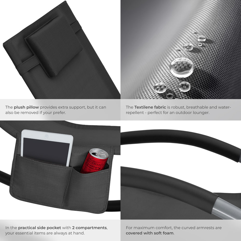 tectake Taya Black Rocking Sun Lounger Image 5