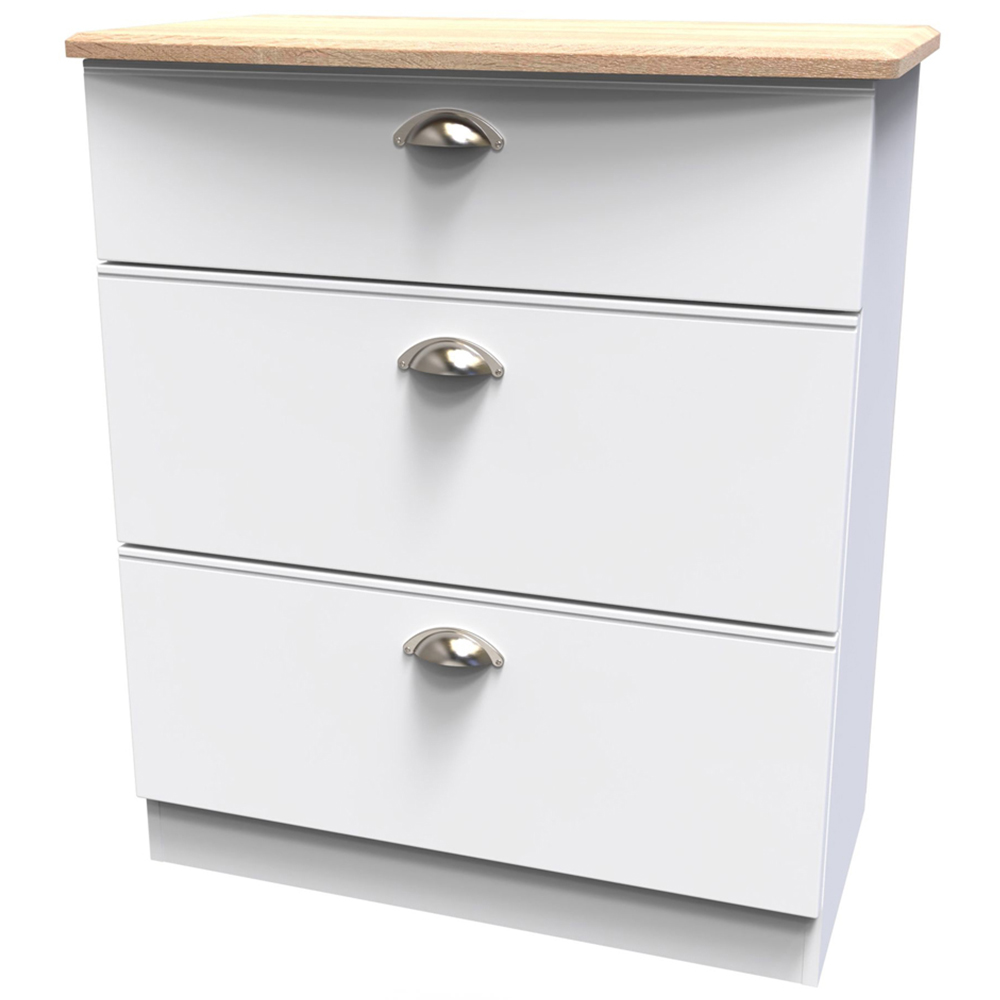 Crowndale Victoria 4 Drawer White Ash and Oak Chest of Drawers Image 4