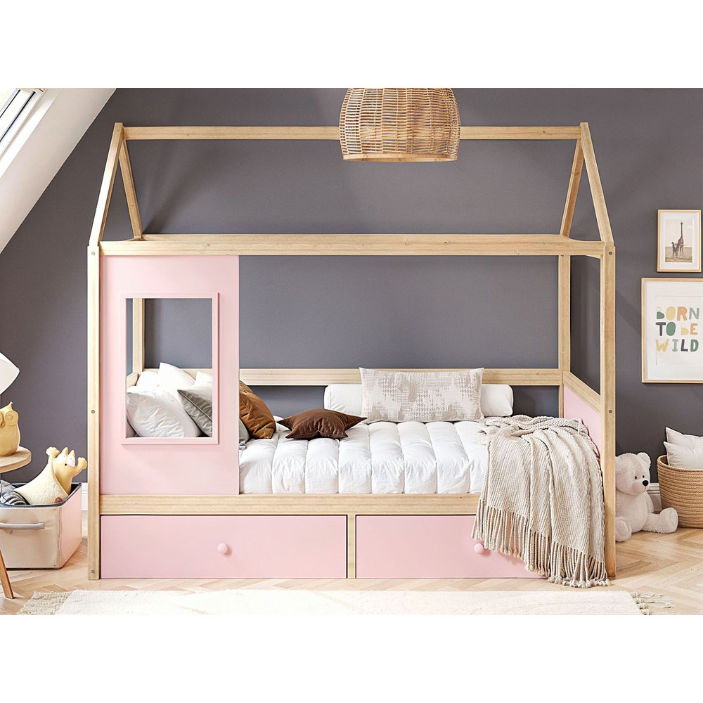 Flair Ted Pink Wooden Play House Bed Frame with Storage Image 5