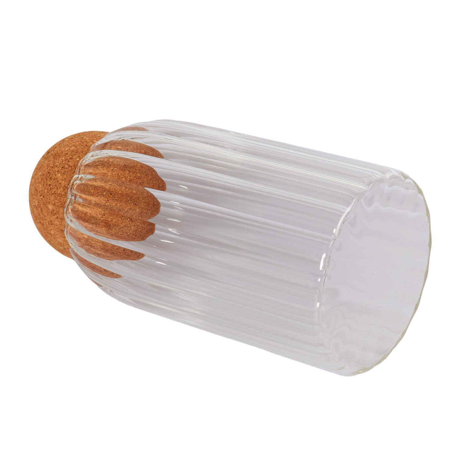 Ribbed Glass Jar with Cork Lid - Clear Image 5