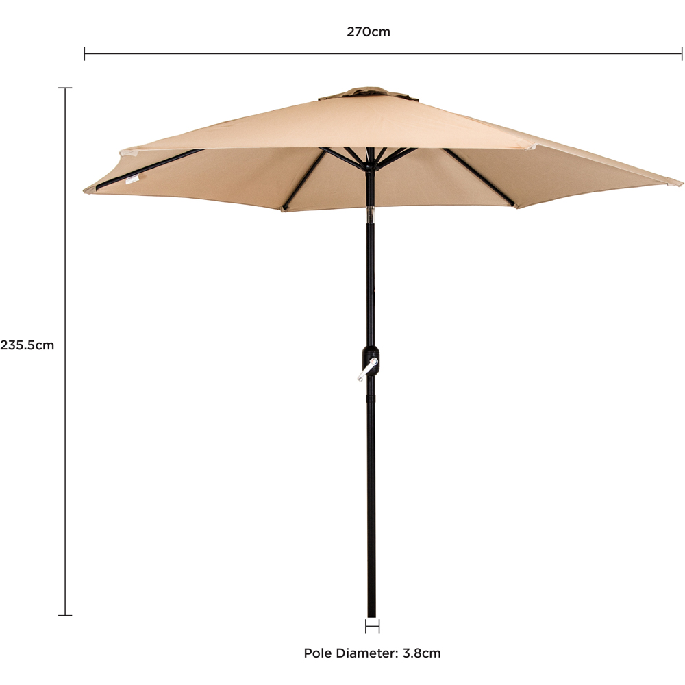 Charles Bentley Beige Metal Crank and Tilt Parasol 2.7m Image 9