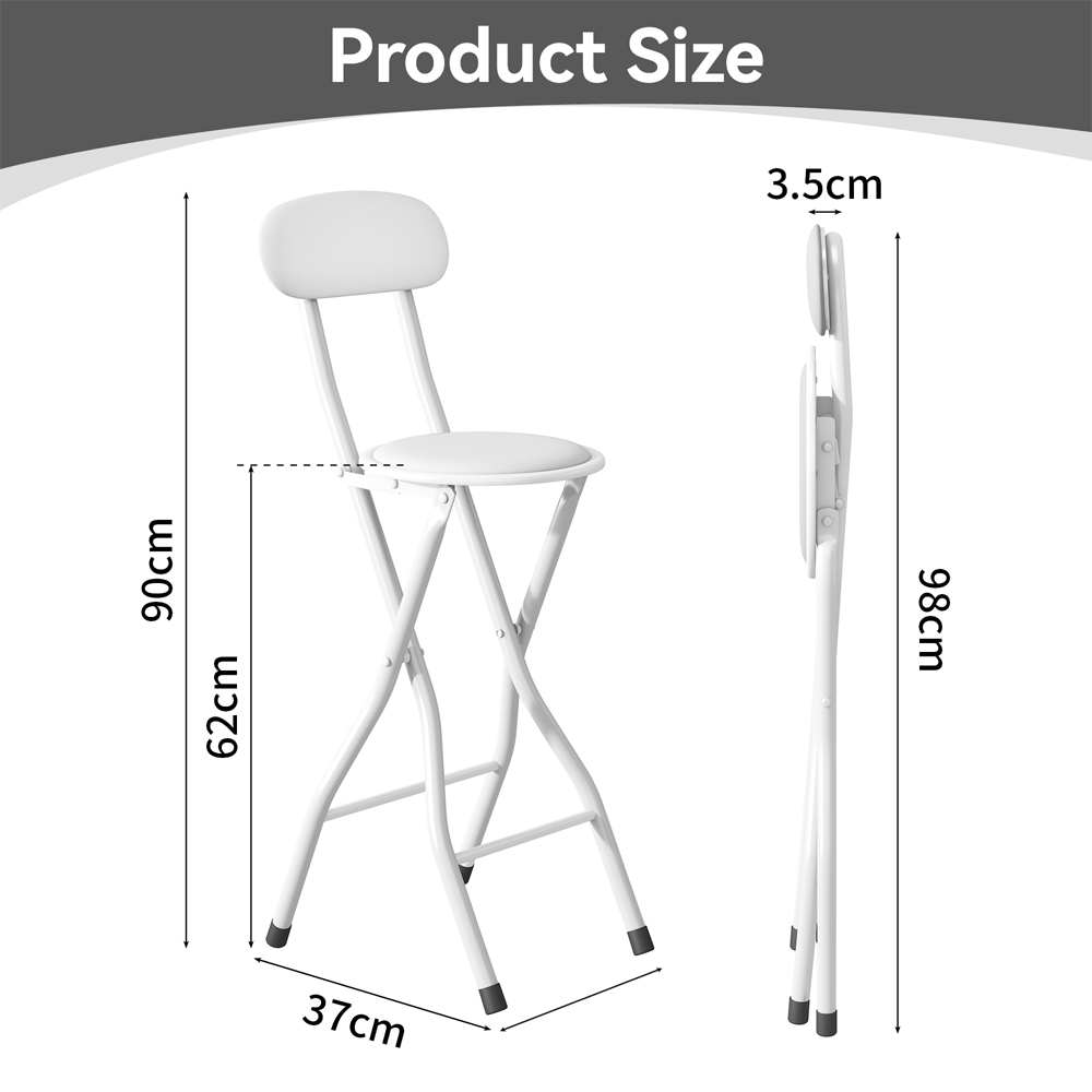 White Padded Folding Bar Stool Image 5