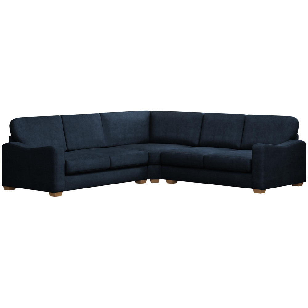 Theadford 4 Seater Royal Blue Plush Velvet Fixed Back Corner Sofa Image 2