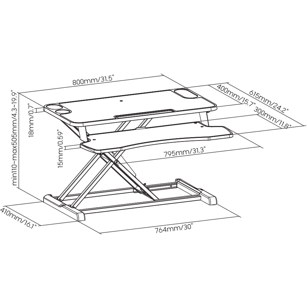 Properav 2 Tier White Stand Up Desk Image 7
