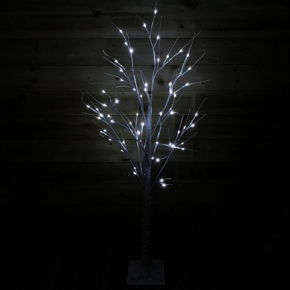 Samuel Alexander Ice White LED Indoor Outdoor Christmas Birch Tree 5ft Image 4