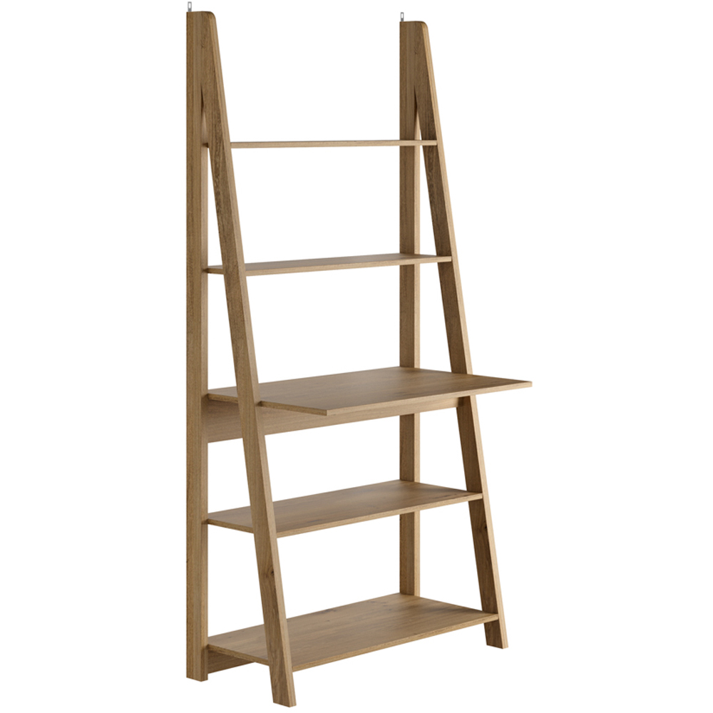 Tiva 5 Shelf Oak Ladder Desk Image 2