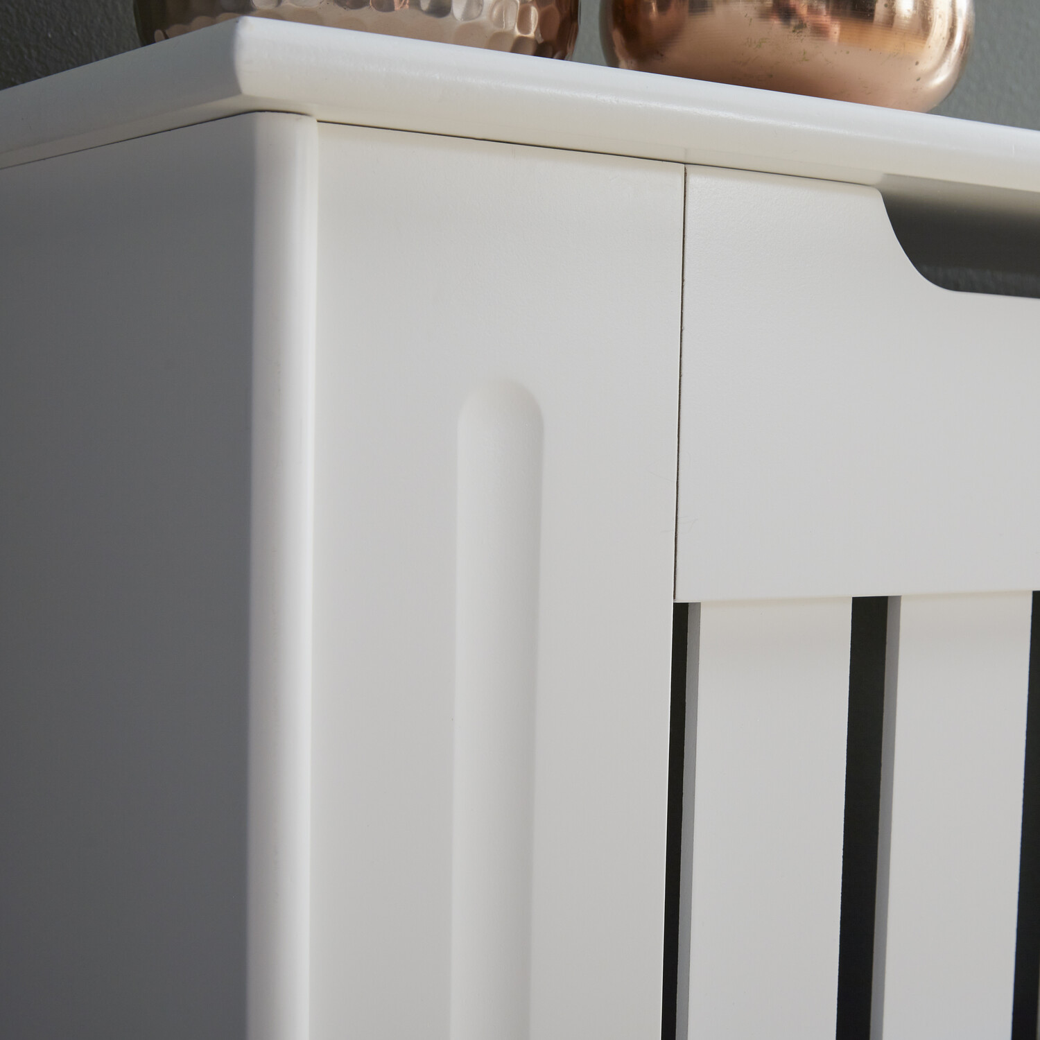 Shaker Style Radiator Cabinet White Mini Image 5