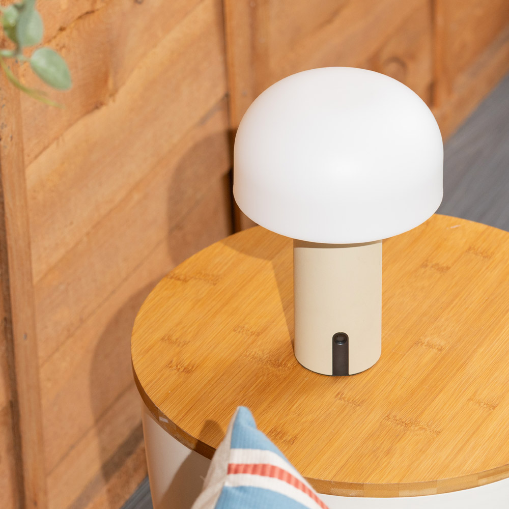 ValueLights Calhoun Natural Rechargeable LED Mushroom Table Lamp Image 2