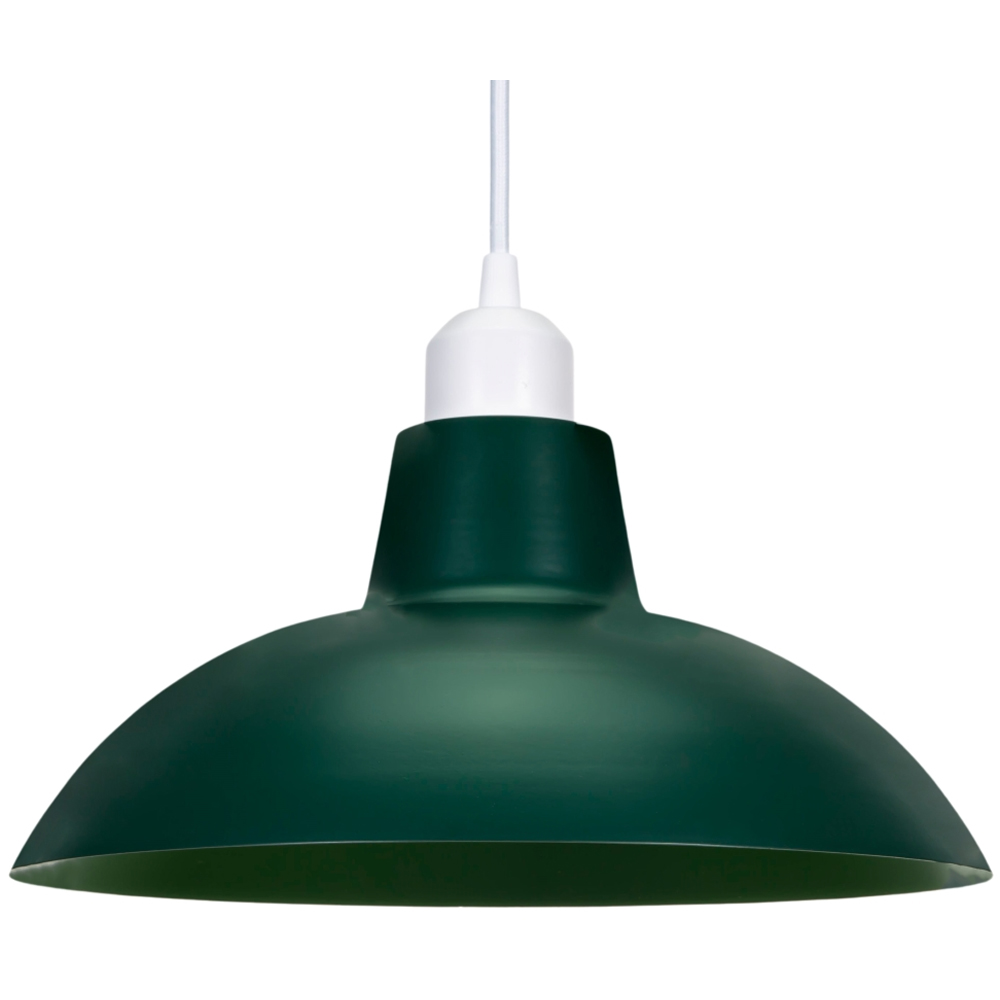 Happy Homewares Matt Forest Green Metal Industrial Retro Curved Pendant Shade Image 3