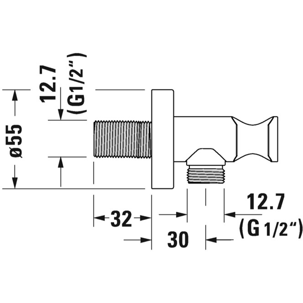 Duravit Stainless Steel Wall Outlet 55 x 55 x 102mm Image 2