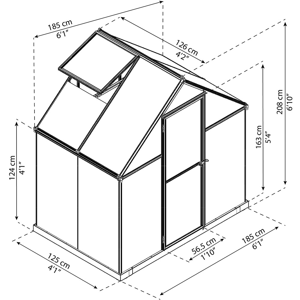 Palram Canopia Mythos Grey Polycarbonate 6 x 4ft Greenhouse Image 5