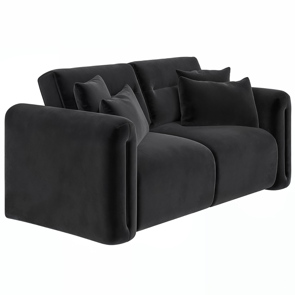 Solace+Co Mabel 2 Seater Grey Velvet Sofa Image 2