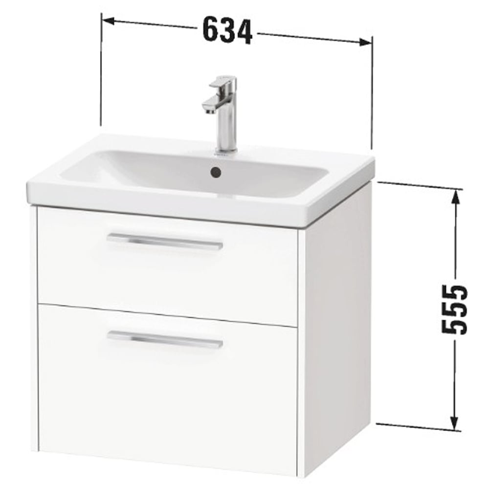 Duravit D-Code 2 Drawer Pale Green Wall Hung Vanity Unit 634 x 460mm Image 2