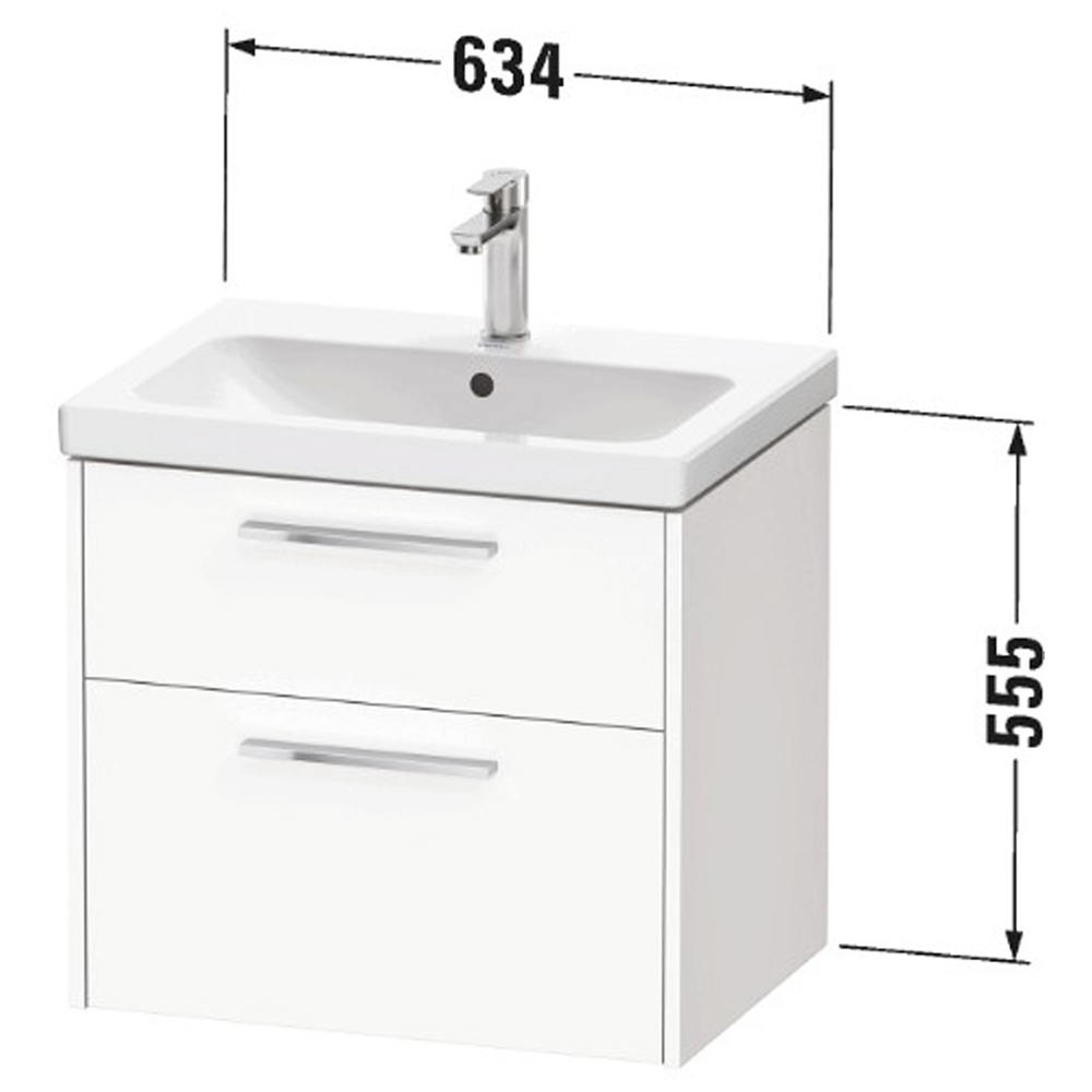 Duravit D-Code 2 Drawer Gloss White Wall Hung Vanity Unit 634 x 460mm Image 2
